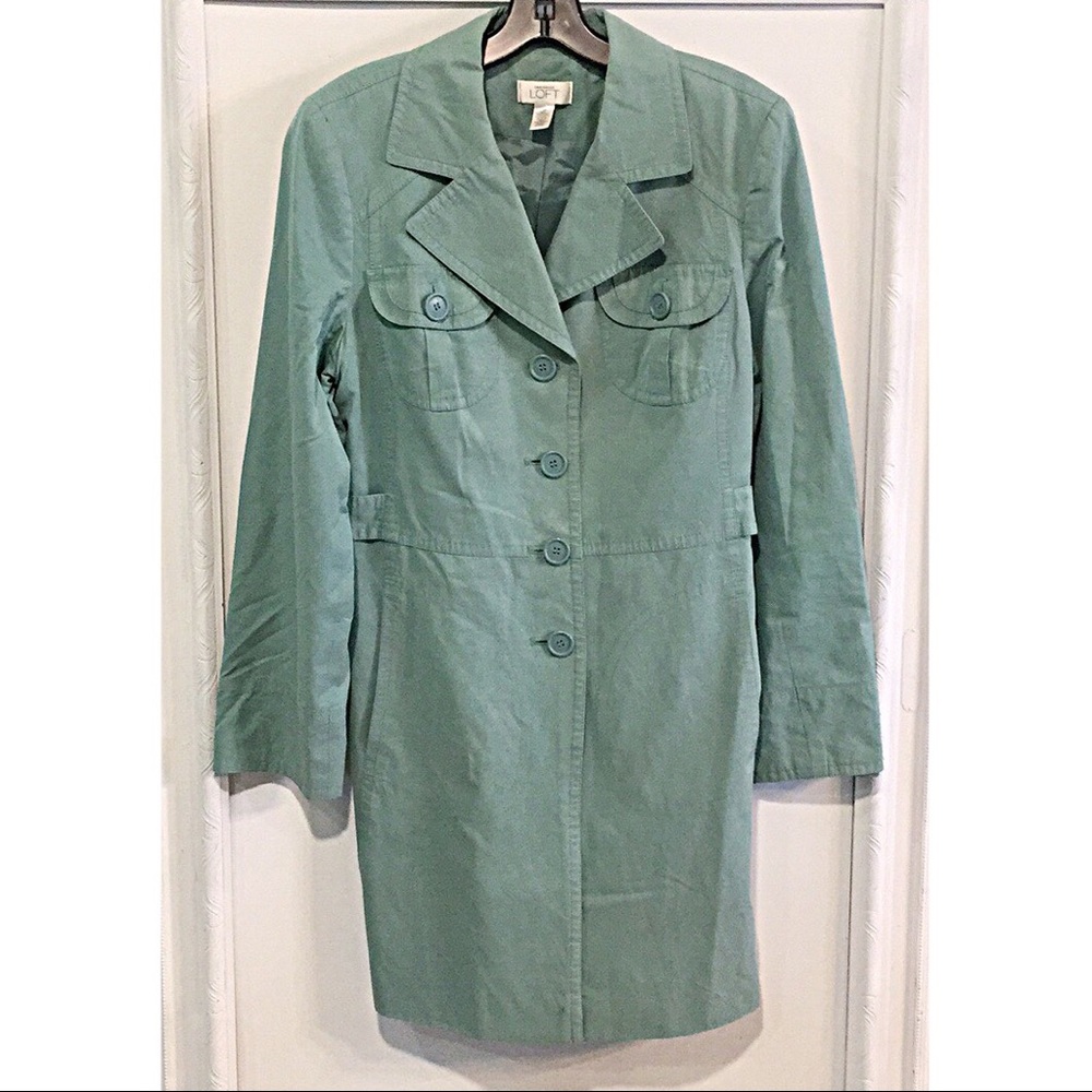 Ann Taylor LOFT Sage Green Trench Coat |  Size 10